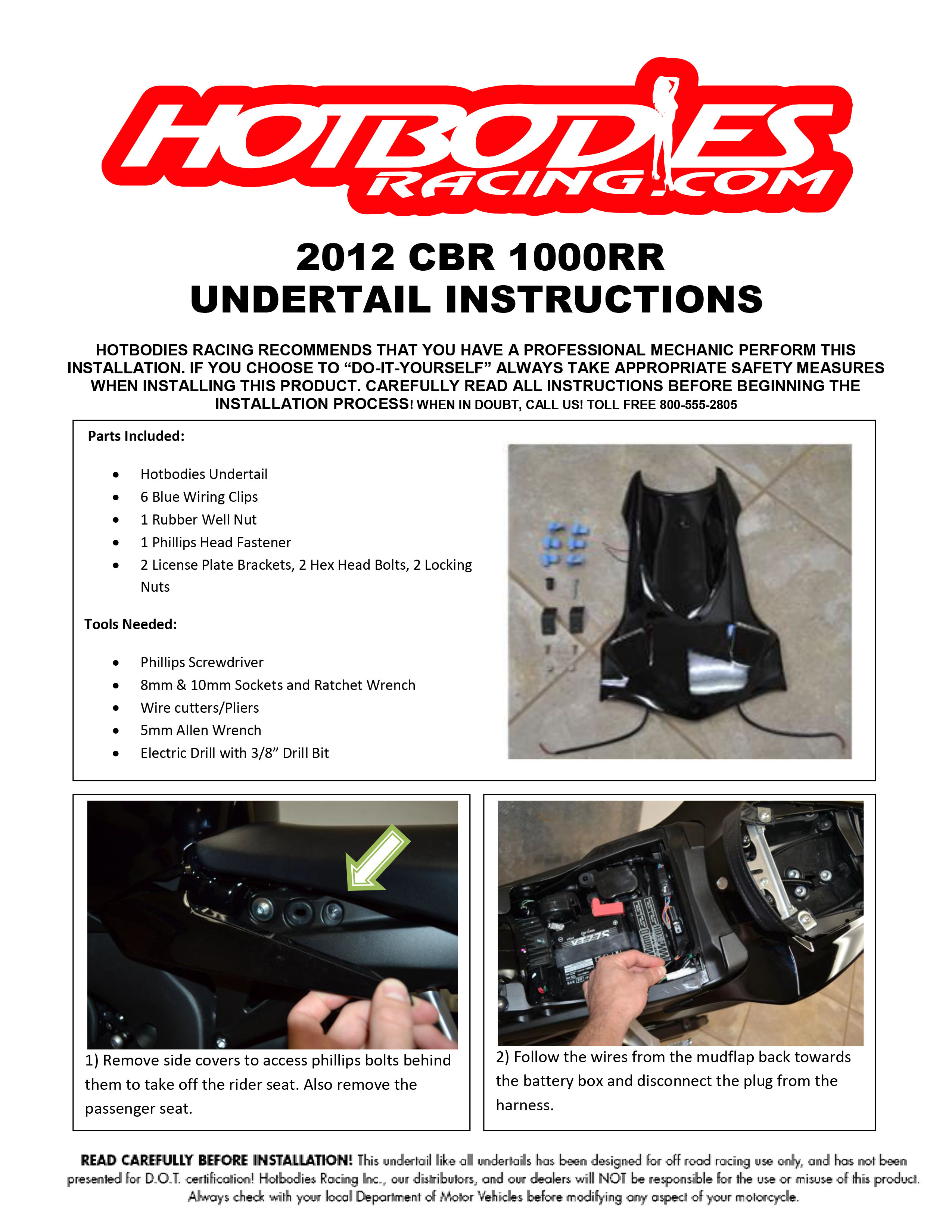 CBR1000RR 2012-15 Undertail Installation - Hotbodiesracing.com sv650 wiring diagram for racing 