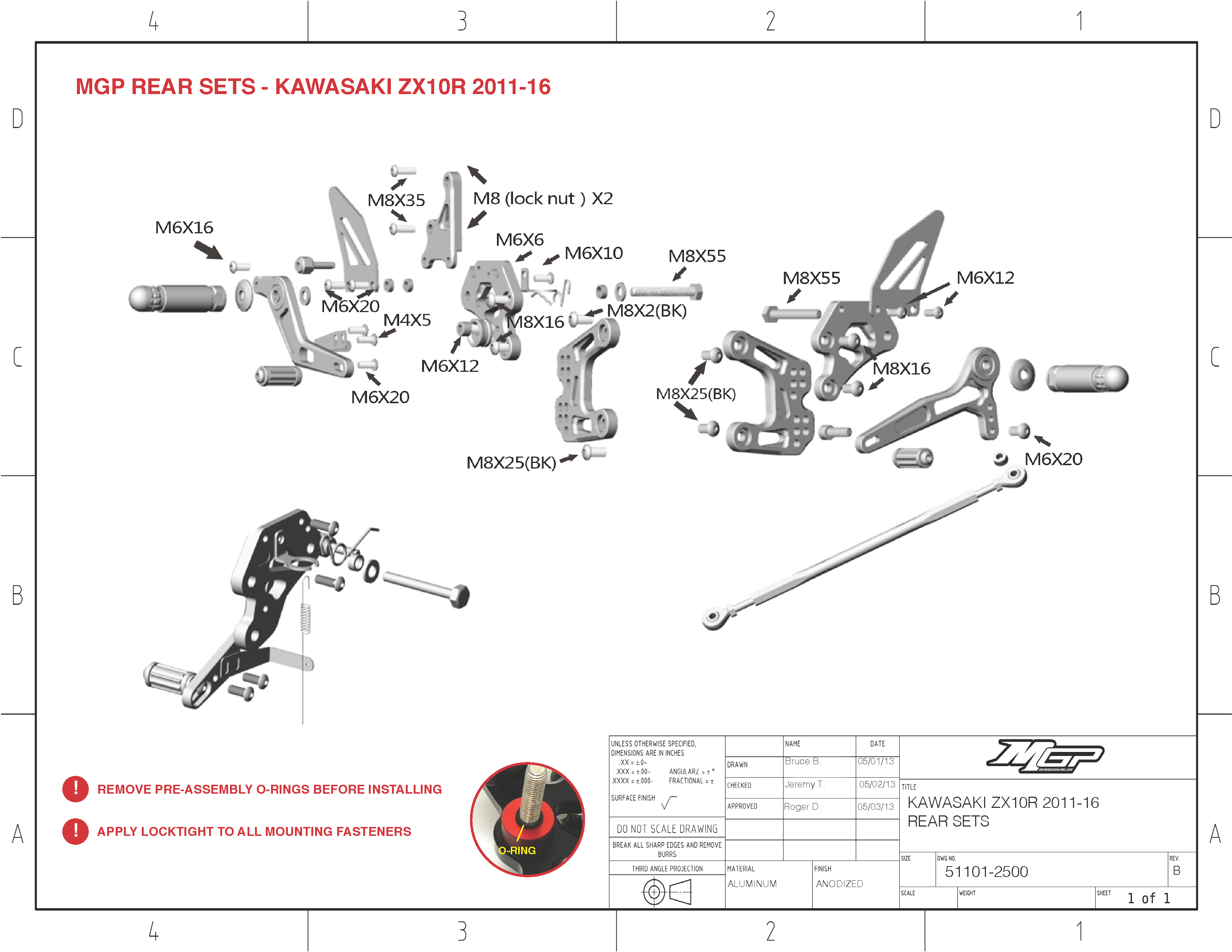 ZX10R 2011-15 MGP Rearsets Installation