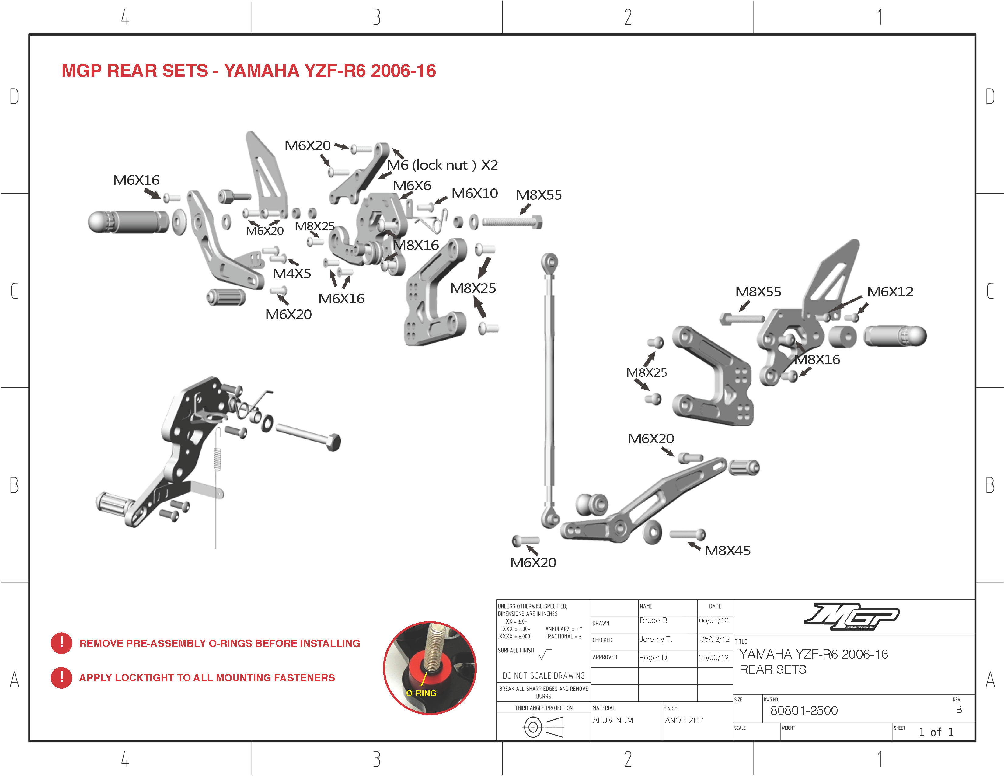 YZF-R6 2006-2016 MGP Rearsets Installation